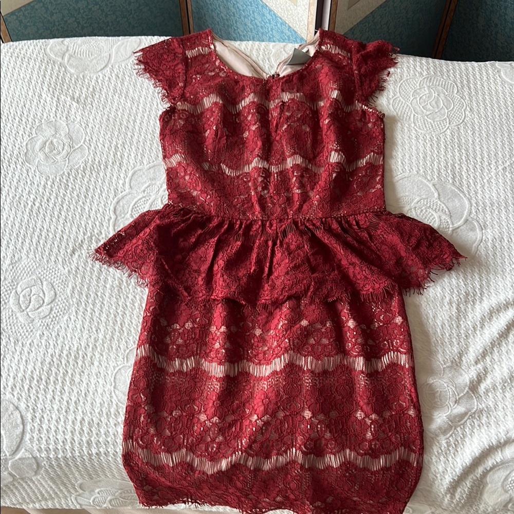 Elegant Anthropology Burgundy Lace Dress